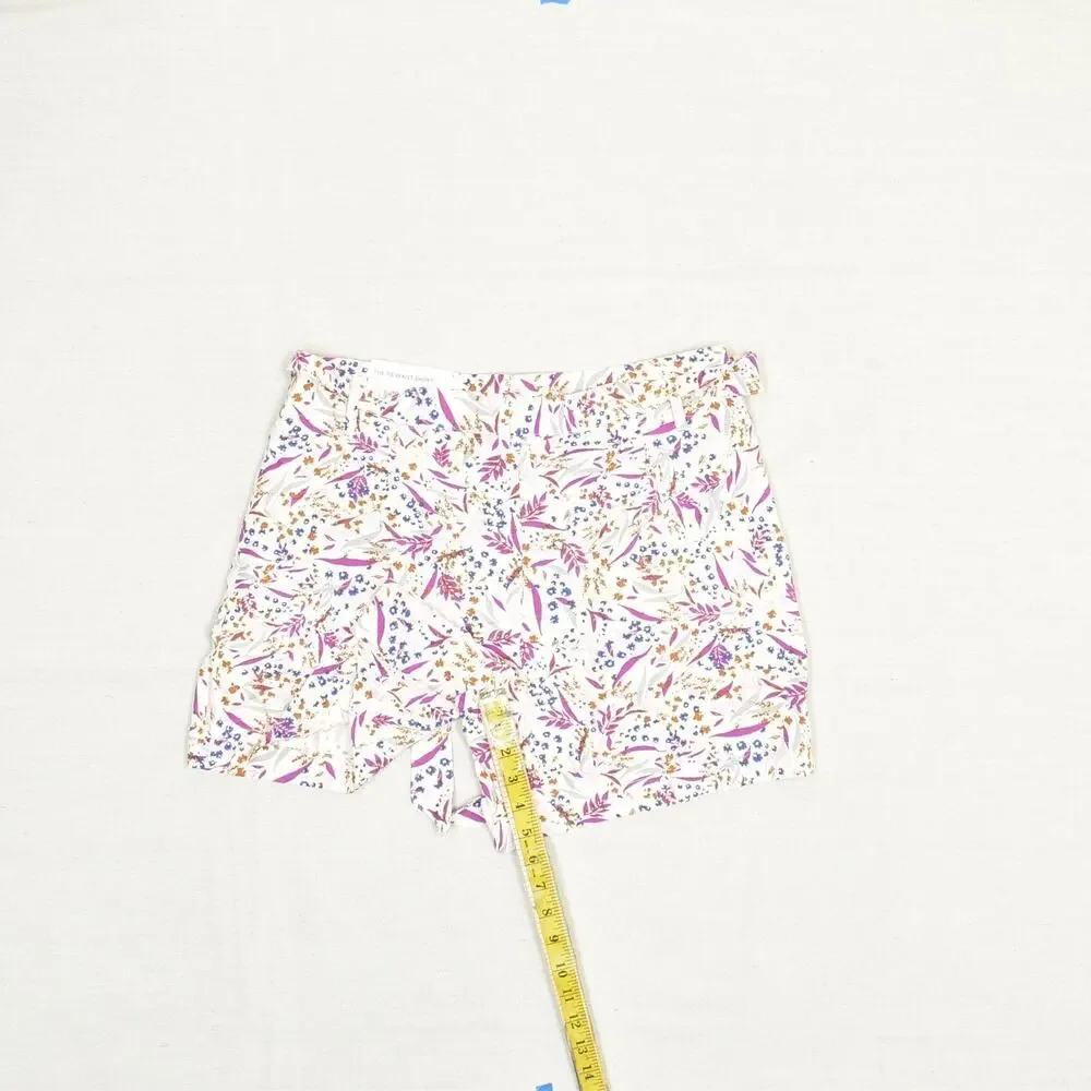 NEW Ann Taylor Women The Tie Waist Short Chino Floral Viscose Multicolor Size M